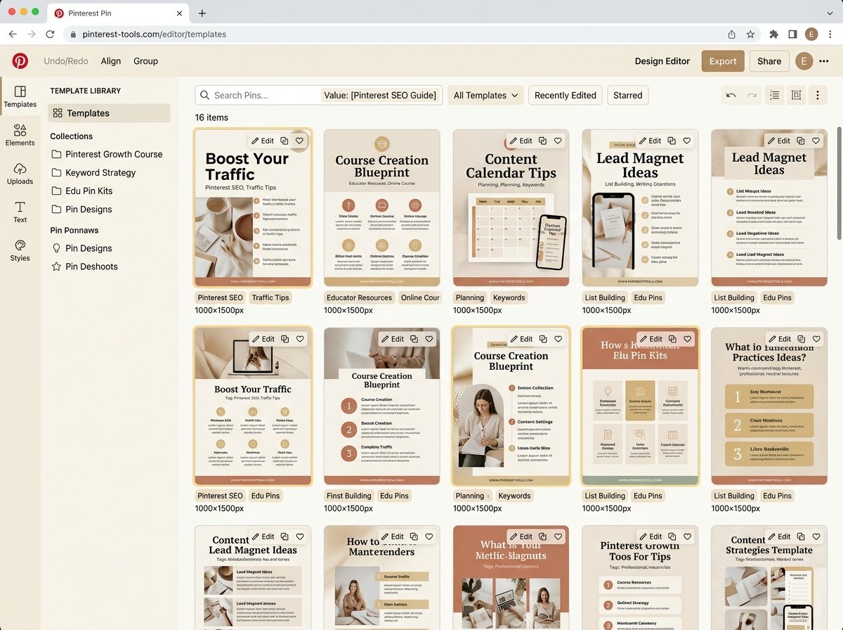 Pinterest Pin Design Dashboard